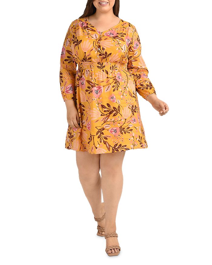 Daniel Rainn Plus Floral Print Linen Dress | Bloomingdale's