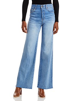 Womens Clothing Jeans Flare and bell bottom jeans Veronica Beard Denim Button-embellished High-rise Flared Jeans in Blue 
