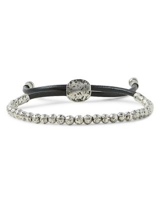 John Varvatos Men's Sterling Silver Distressed Bead Leather Cord Bolo Bracelet