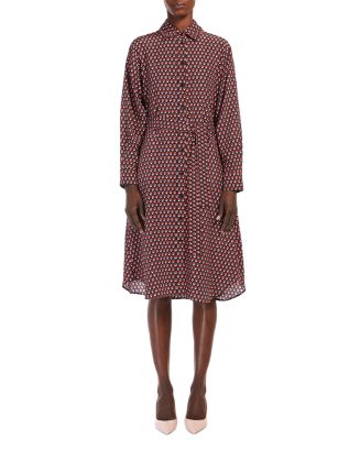 ワンピース Max Mara Printed Silk Manna Shirt Dress Max Mara Shirt dress MANNA in silk with ruffles in white/ cognac