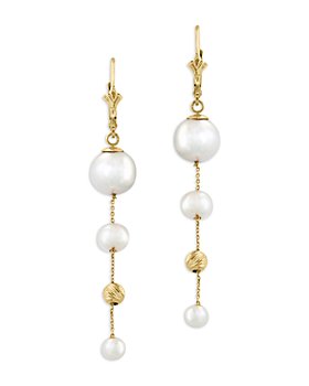 Bloomingdale's - Cultured Freshwater Pearl Linear Drop Earrings in 14K Yellow Gold - 100% Exclusive