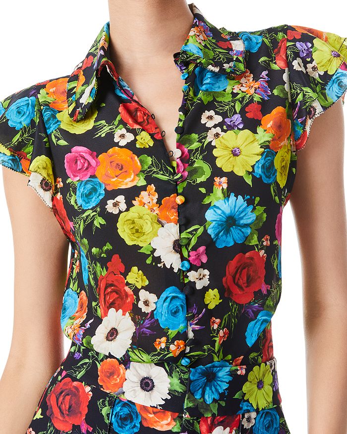 Alyssa Silk Flutter Sleeve Top - Turquoise - Tees By Tina main image 1