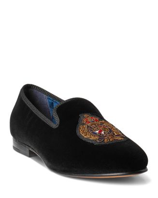 Polo Ralph Lauren Men's Paxton Crest Velvet Slipper | Bloomingdale's