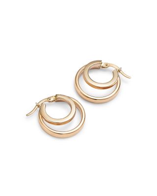 Double Row Hoop Earrings in 14K Yellow Gold 