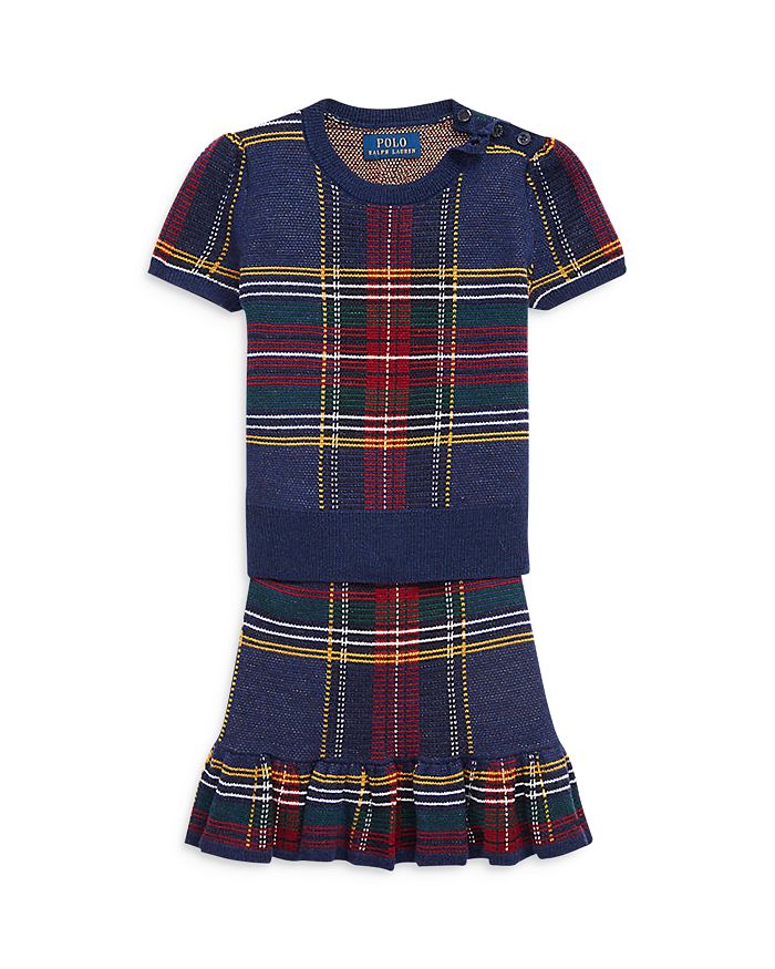 Ralph Lauren - Girls' Plaid Wool Blend Sweater & Skirt Set - Little Kid