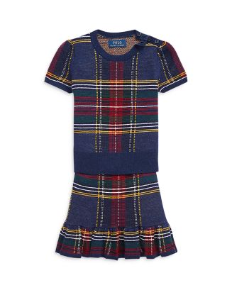 Ralph Lauren Girls' Plaid Wool Blend Sweater & Skirt Set - Little Kid