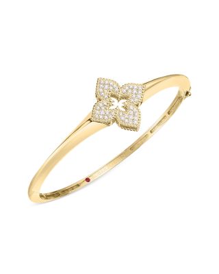 Roberto Coin 18K Yellow Gold Venetian Princess Diamond Flower Bangle Bracelet