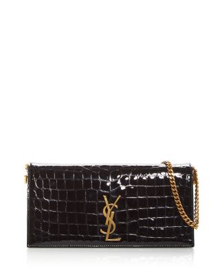 Saint Laurent Kate 99 Croc Embossed Leather Shoulder Bag