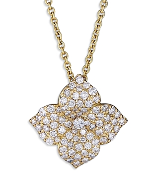 18K Yellow Gold Diamond Large Flower Necklace; 18
