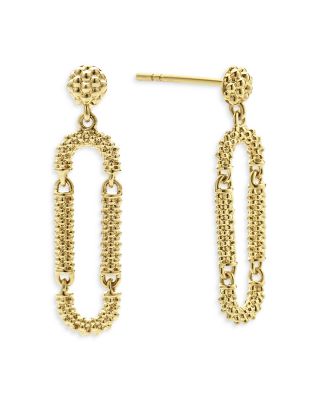 18K Yellow Gold Signature Caviar Superfine Long Drop Earrings