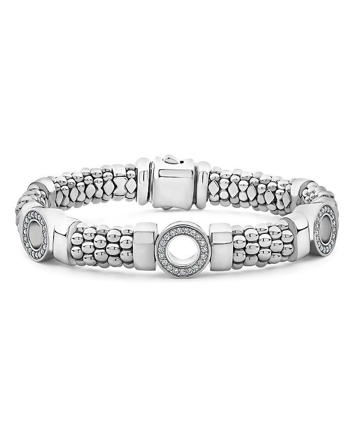 LAGOS - Sterling Silver Caviar Spark Diamond Circle Bead Link Bracelets