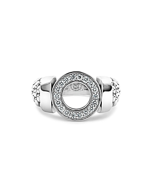 Lagos Sterling Silver Caviar Spark Diamond Circle Bead Ring