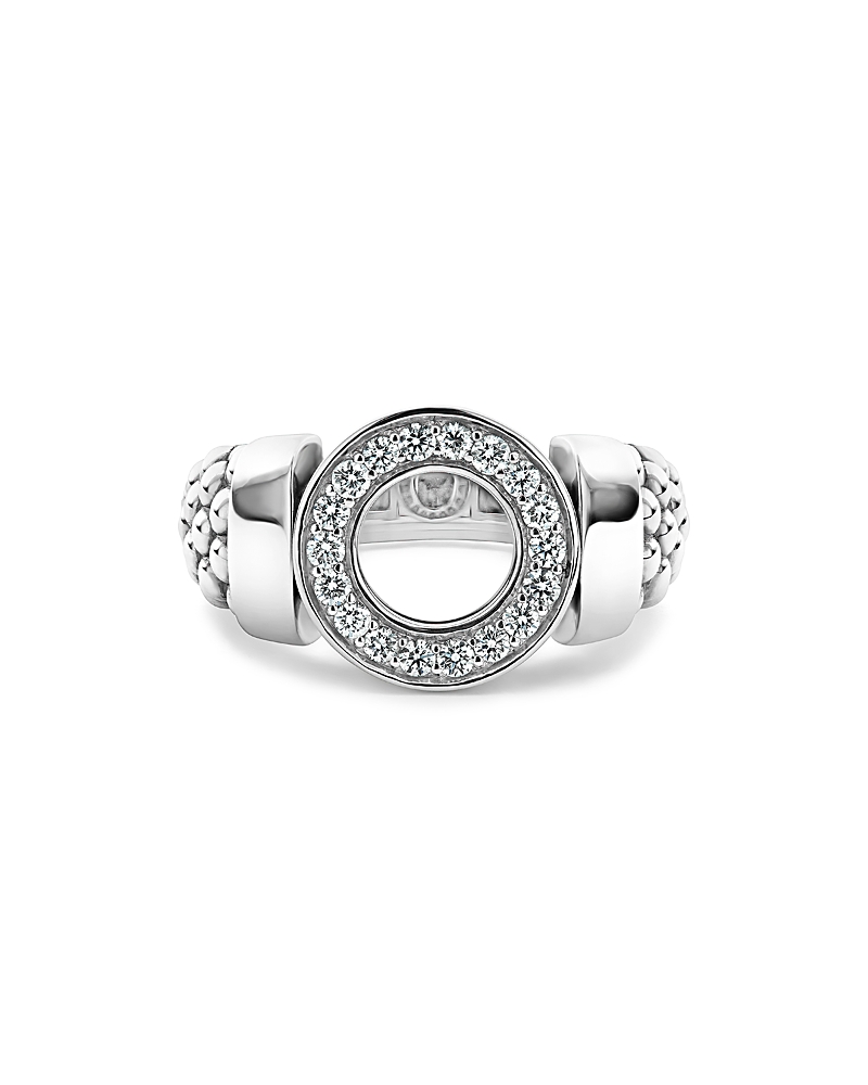Lagos Sterling Silver Caviar Spark Diamond Circle Bead Ring In Silver