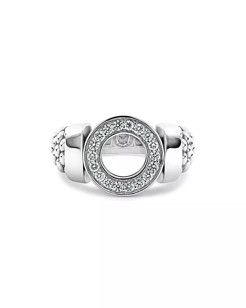 Lagos Sterling Silver Caviar Spark Diamond Circle Bead Ring