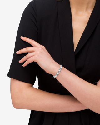 Sterling Silver Caviar Spark Diamond Circle Bead Link Bracelet