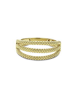 Lagos 18K Yellow Gold Signature Caviar Triple Row Beaded Ring