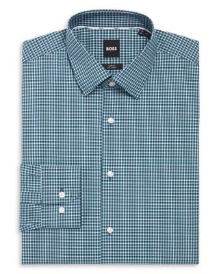 BOSS Cotton Stretch Poplin Check Slim Fit Dress Shirt | Bloomingdale's Men
