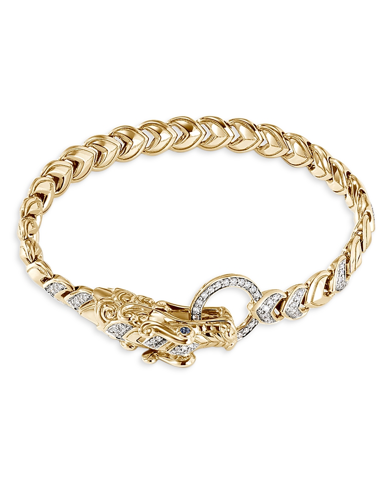 John Hardy 18k Yellow Gold Legends Naga Blue Sapphire & Diamond Bracelet In Gold
