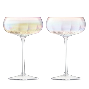 Lsa Iridescent Champagne Saucers, Set Of 2 In Mother Of Pearl