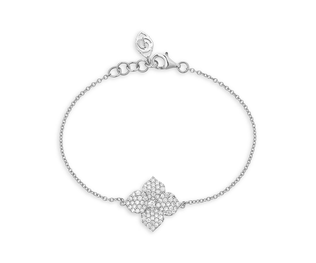 Piranesi 18K White Gold Piranesi Flower Diamond Pave Link Bracelet