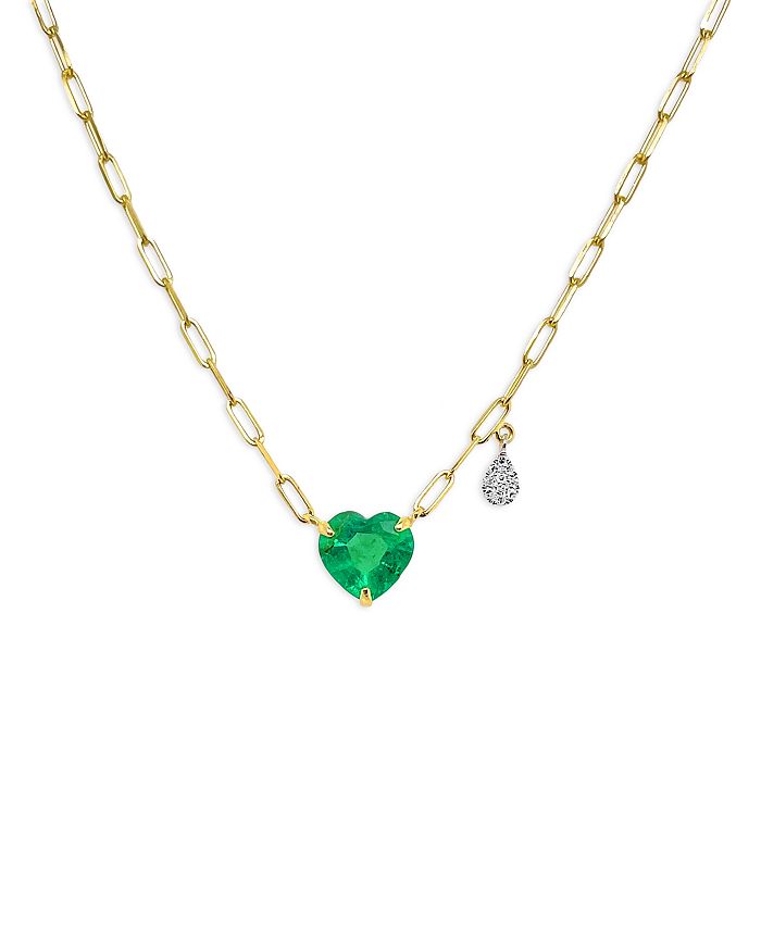 Meira T 14K White & Yellow Gold Emerald & Diamond Heart Paperclip Link ...