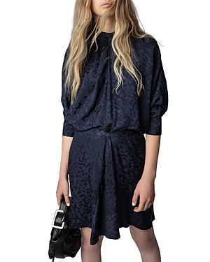 Shop Zadig & Voltaire Ritas Silk Jacquard Dress In Encre