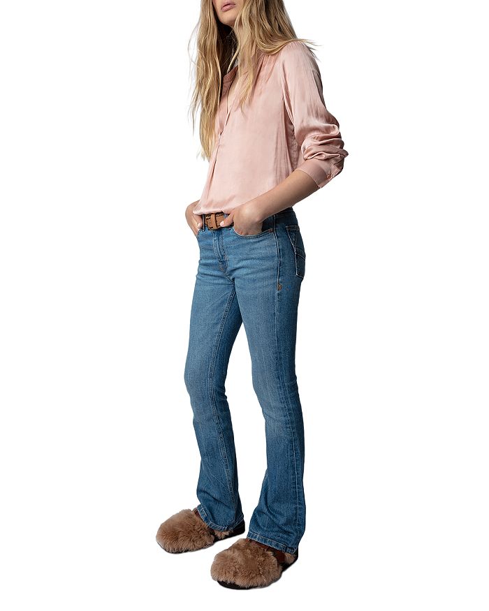 Zadig & Voltaire Gathered-detail Long-sleeve Blouse In Blush
