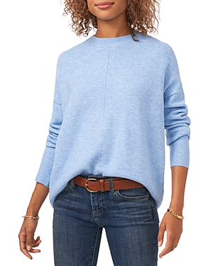 Vince Camuto Center Seam Crewneck Sweater In Blue Heather