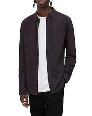 Allsaints Lovell Long Sleeve Shirt In Washed Black