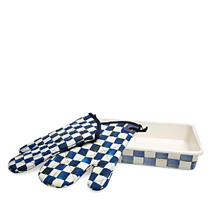 Mackenzie-childs Royal Check Enamel Baking Set In Blue/white