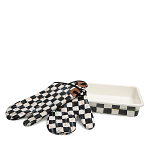 Shop Mackenzie-childs Royal Check Baking Set In Black/white
