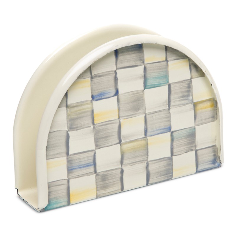 Mackenzie-childs Sterling Check Enamel Napkin Holder