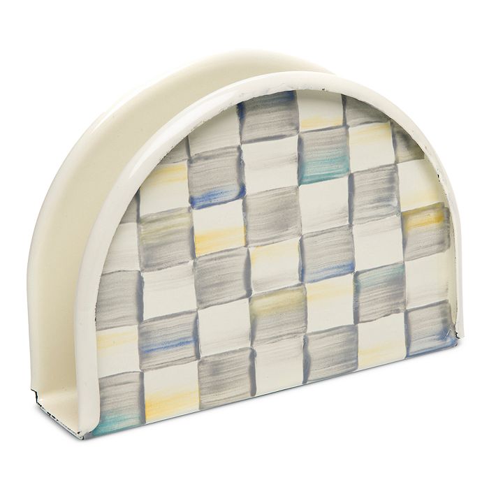 Sterling Check Enamel Napkin Holder