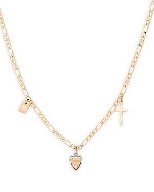 ALLSAINTS MEDALLION CHARM NECKLACE IN GOLD TONE, 18-20