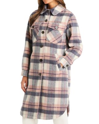 Sherpa Trim Plaid Coat