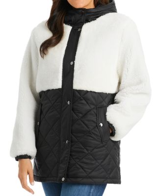 Mixed Media Sherpa Hooded Jacket