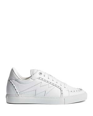 ZADIG & VOLTAIRE WOMEN'S ZV1747 SMOOTH STUDDED SNEAKERS
