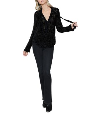 Laurel Canyon High Rise Flare Jeans in Black Willow