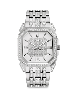 Shop Bulova Crystal Watch, 40mm In Silver