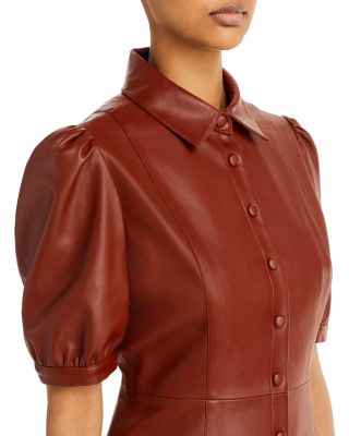 chinese dress ladies INCOGNITO LASER CUT OUT FAUX LEATHER SHIRT DRESS  AKIRA