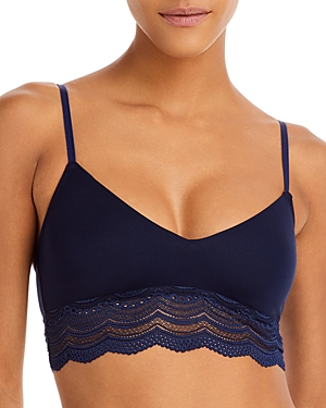 Cosabella Ceylon Lace-trim Modal Bralette In Nocturnal Blue