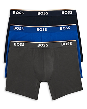 Shop Hugo Boss Power Cotton Blend Boxer Briefs, Pack Of 3 In Open Blue