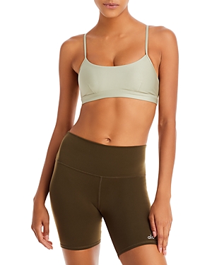 Alo Yoga Intrigue Scoop-neck Stretch-woven Sports Bra In Limestone