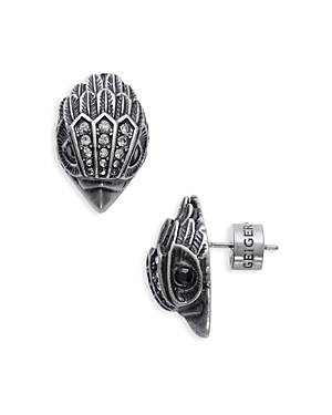 KURT GEIGER PAVE SIGNATURE EAGLE STUD EARRINGS IN SILVER TONE