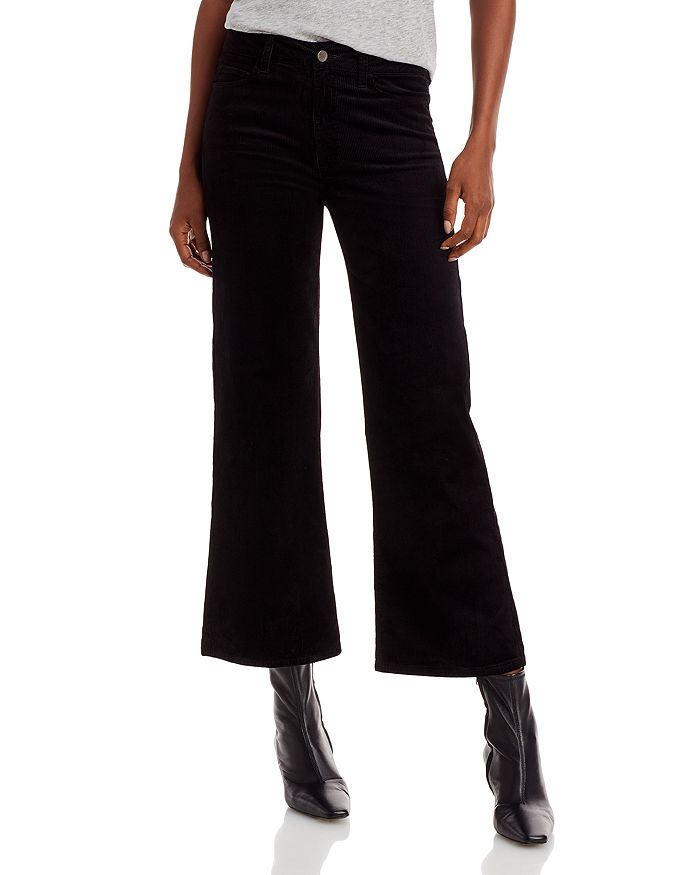 PAIGE Leenah High Rise Ankle Wide Leg Corduroy Jeans in Black ...