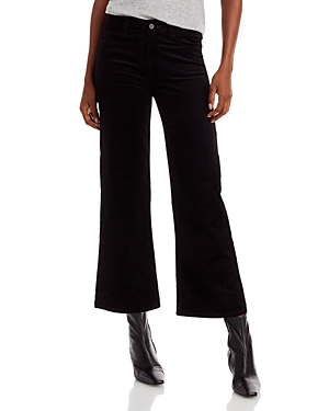 PAIGE LEENAH HIGH RISE ANKLE WIDE LEG CORDUROY JEANS IN BLACK