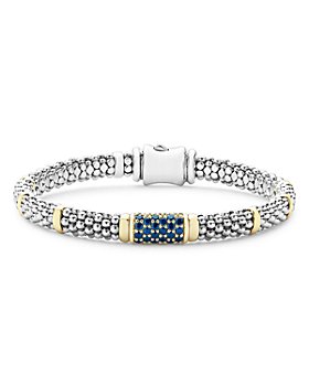 LAGOS - Sterling Silver & 18K Yellow Gold Blue Sapphire Caviar Bracelet