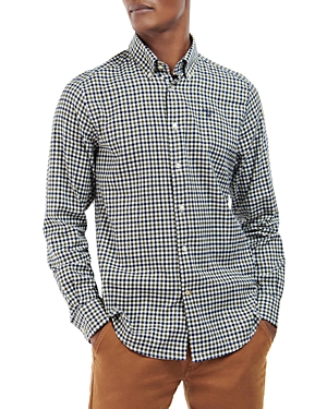Barbour Merryton Cotton Gingham Check Tailored Fit Button Down Shirt In Olive
