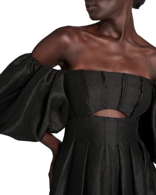 Aje Eugenie Off-the-Shoulder Puff Sleeve Midi Dress | Bloomingdale's Women