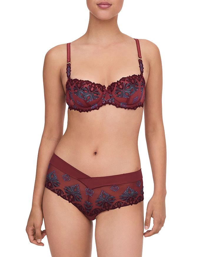 Chantelle Champs-elysees Lace Unlined Demi Bra In Mahogany Multi